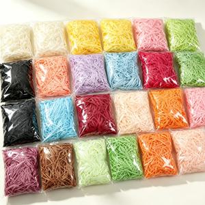 6개입 컬러 라피아 슈레드, 120g, 선물 상자 필러용지 혼합 랜덤 색상, 부드러운 주름진 라피아 섬유, 충격 흡수 쿠셔닝 충전재, 선물 상자 및 바구니용, 크리스마스 연휴 선물 포장용 충전재, 생일 파티 및 웨딩 답례품 포장용 창의적인 소형 장식 용품