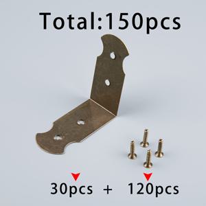 청동 철제 40mm 긴 모서리 보호대 30개 + 2x10 청동 나사 120개, 총 150개. 충돌 방지용 청동 L자형 장식 모서리 보호대, 보관함, 공예함, 나무 상자용