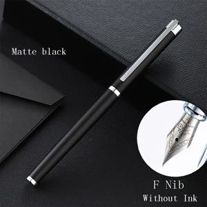1 Jinhao 메탈 로드 만년필, 학생 필사 연습용, 남녀 공용 잉크 펜, 필사 쓰기, 선물, 고급 성인 비즈니스 사무실. F 니브, 은색 트림