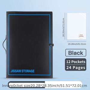 퍼즐 보관 폴더 20x28인치, 바인더 케이퍼 케이스 1000피스 직소 퍼즐 정리함, 내부 12페이지에서 24개의 작품을 보관, 대용량 퍼즐 보관 앨범 책 두꺼운 PP 휴대용 보관 바인더 페인팅 & 퍼즐 수집가 보관 상자 & Or