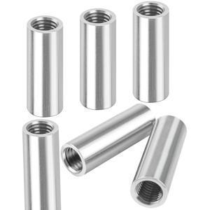 M8 X 30mm 원형 나사산 슬리브, 6개입, 304 스테인리스 스틸, 원형 연결 너트, 긴 너트, V2A 내부 나사산 스페이서, 커플링 너트, 로드 너트, 길이 너트