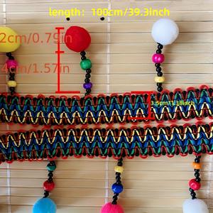 100Cm 에스닉 핸드메이드 3.5Cm 폼폼 대형 웨이브 레이스 의류, 홈 텍스타일 스카프 장식 및 의류 추가