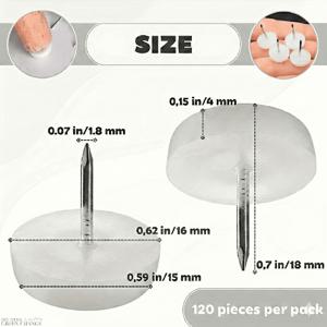 120개 화이트 나일론 가구 슬라이더 + 금속 나사 포함 - 16mm 원형 의자 다리 보호대, 원목 바닥용 부드러운 이동 테이블 다리 슬라이더