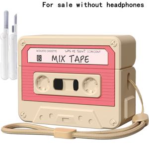 Airpods 4/Airpods Pro 2nd/ 호환 케이스 커버 (클리너 키트 포함), 키체인, 카세트 테이프 디자인의 부드러운 실리콘 충격 방지 보호 케이스 (남녀 공용 Airpods 4세대 케이스 커버)