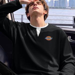 Dickies 2026 신상 페이크 투피스 구조 긴팔 티셔츠 와플 원단 남성용 올 시즌 트렌디한 미국 레트로 컷 디자인 티 남성용 와플 페이크 투피스 V넥 롱 T