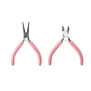 핑크 미니 주얼리 플라이어 세트, 미끄럼 방지 그립 미니 도구, 다기능, 스프링형 수제 도구, 와이어 랩핑, 귀 및 목걸이 제작, 수제 주얼리 복원, 금속 와이어 절단 및 다양한 취미 프로젝트에 적합