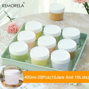 KEMORELA 식품 디스펜서 4/10/20개, 120ml/160ml/200ml/280ml/400ml 재사용 가능한 나사식 뚜껑 포함 소형 식품 용기-플라스틱 냉동실용 식품 보관 병, 주스 푸딩 컵, 컵, 젤리, 디저트, 샐러드 및 남은 음식 보관에 최적