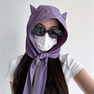 여성용 경량 통기성 고양이 귀 악마 뿔 버킷햇 - 사이즈 조절 드로스트링 썬햇, 여행, 마디그라, 결혼식, 테마 파티용, 손세탁 가능, 여름 휴가 야외용