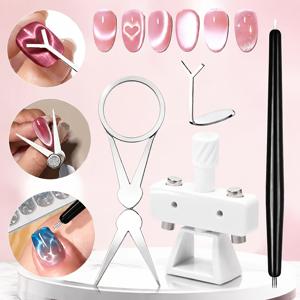 캣아이 네일 도구 세트, 유리 효과 회전 도구, 프렌치 팁 네일, 하트 모양 캣아이, 네일 테크 필수품, 서클 효과 네일 링