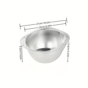 스테인리스 스틸 다용도 주방 스키머 - 쌀 씻기, 과일 물빼기, 채소 세척에 이상적 - 내구성 있는 식품 안전 메쉬 체걸이, 손잡이 포함, 효율적인 물 여과용, 밥주걱