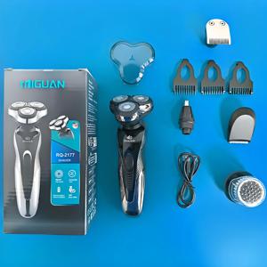 MIGUAN 남성용 전동 면도기 & 트리머, 수염깎이, 코털정리기, 페이셜 클렌징 브러시 포함 - USB 충전식 면도기, 구레나룻용, 로터리 모터, 고속, 남성용 선물 (세척식 관리 불필요)
