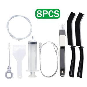 냉장고 청소 브러시 8종 세트 배수구 청소 키트, 냉장고 막힘 제거기, 냉장고 삽, 재사용 가능, 냉장고 내부의 얼음 찌꺼기 및 오물 제거용, 청소 도구