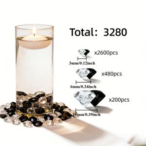 3280개 블랙 및 투명 아크릴 모조 , 공예용 , 패션 장식, 반짝이는 테이블 장식, 테이블 장식품, 웨딩 용품, 웨딩 장식, 연회장 꾸미기, 로맨틱, 생일 축하, 조경 미화, 거실, 마당 장식, 꽃병 채움재, 집 꾸미기, 어머니의 날, 아버지의 날, 추수감사절에 이상적