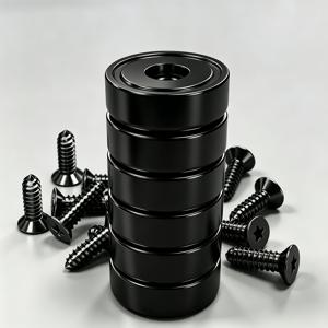 ฝัง형 구멍이 있는 고강도 네오디뮴 자석, 광택 처리된 금속 원형 받침대, 컵형 벽걸이용 자석, 희토류 자석, 쉬운 설치를 위한 나사 포함 - 사무실 및 가정용 공구실 수납, 액자용, 스타일리시한 금속 질감, 견고하고 내구성 있는 D20-50