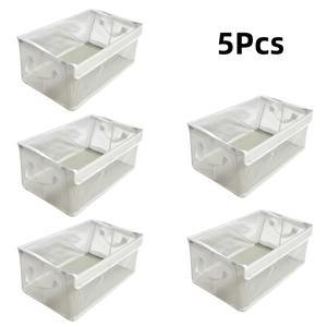 5개 세트 - 대용량 투명 메쉬 뚜껑형 수납함, 손잡이가 있는 접이식 옷장 수납 상자, 옷장 및 침실용 옷 정리함, 침대 밑 수납용