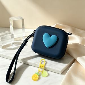여성용 스몰 핸드백, 하트 과일 펜던트 49# 실리콘 가방, 낙하 방지 여행용 휴대용 데이터 케이블, 스몰 이어폰 가방, 립스틱 및 화장품 동전 보관 가방
