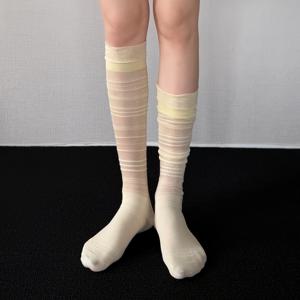 여성용 발목 양말 1켤레 봄 여름 가을 얇고 통기성 좋은 시원한 아이스 롱 삭스 발레 스타일 푹신한 오버 더 니즈 삭스
