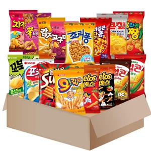 봉지 과자 16개 세트 (꿀꽈배기+고구마깡+썬칩+꼬북칩+꼬깔콘+치토스+콘칩) 외 [TE648]