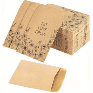 50개입 6X10Cm 종이 봉투 씨앗 봉투 팩, 꽃/채소용 미리 인쇄된 작은 봉투 수집 템플릿 포함