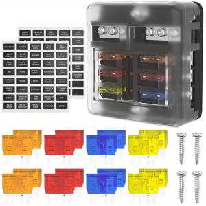 12V LED 표시등이 있는 6구 퓨즈 블록, ATO/ATC 마린 퓨즈 패널 24V 자동차 보트 트럭용