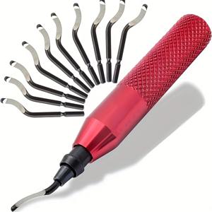 툴링 - 10개의 고속강 스위블 블레이드가 있는 디버링 도구 - 금속, 레진, PVC 파이프, 구리, 플라스틱 및 3D 프린팅 가장자리 작업용 - 배관 및 3D 프린팅 버 제거 리머 도구