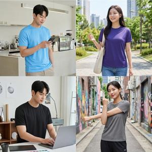 여름 시원한 쿨링 반팔 사방스판 경량 티셔츠 4종택1