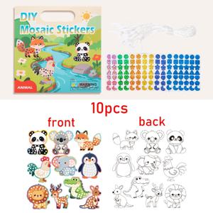 2-In-1 스티커 및 컬러링 공예 키트 (어린이용), 동물 교통 공룡 공주 테마 드로잉 스티커, 만화 스티커 페인팅 양면 아트 세트 장난감 선물