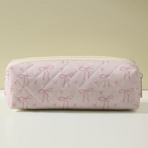 활 모양 하트 패턴 2D 프린트 펜 케이스, 퀼팅 대용량 문구 가방, 휴대용 및 실용적인 소품 문구 보관함