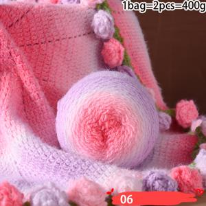 400G/2개입 대용량 멀티컬러 그라데이션 혼합 중간 두께 털실 볼, 듀얼 컬러 그라데이션 마카롱 컬러, 부드러운 질감 초보자 친화적, 손뜨개질 소재 팩으로 이상적, 그라데이션 담요, 숄, 스웨터 뜨개질에 적합