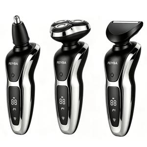 FEIYBA 남성용 3-in-1 회전식 전동 면도기, 트리플 회전 헤드 쉐이빙 시스템, 코털 정리기와 옆머리 정리기 포함, USB 충전식 휴대용 그루밍 키트, 여행 및 일상용으로 휴대하기 편한 컴팩트 사이즈, 아버지를 위한 실용적인 명절 선물
