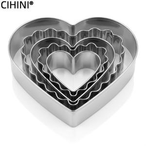 Cihini 쿠키 몰드 5개, 스타일 수량: 2, 모양: 하트, 물결 하트, 재질: 430, 특징: 편리한 사용, 간편한 보관, 쉬운 세척