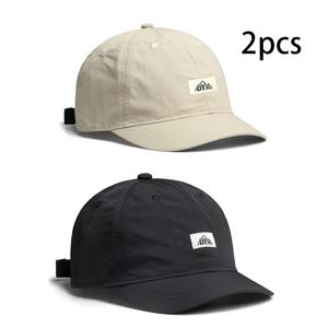 2개 야외 빈티지 짧은 챙 야구 모자, 남성 여름 속건성 야외 스포츠 얇은 짧은 챙 모자 - 조절 가능