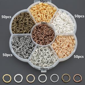 350개/박스 주얼리 커넥터 링, 약 5mm 오픈 싱글 루프 데이지 보관함 팩, 전기 도금 원형 링, 뜨개질 주얼리, 팔찌, 발찌, 비즈 추가, 펜던트 목걸이 커넥터, 가방 체인 커넥터에 적합