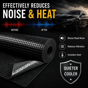 두께 10mm, 사이즈 50cm x 300cm, 검정색 차량 방음 및 단열 패드, 자가 접착 폼 소재, 간편한 절단 차량 단열 롤, 단열 및 열 보존 재료, 지붕, 침실에 적합