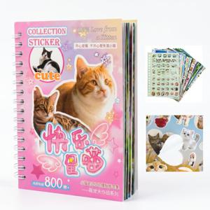 고양이 스티커북 귀여운 멘트 강아지 스티커 30페이지 800개 이상 다이컷 스티커 (일기, 스크랩북, 플래너 장식, 공예, 휴대폰 케이스, 물병 콜라주)