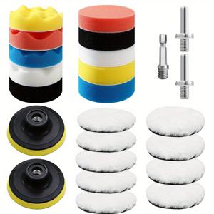 24/26개 75mm 광택 스펀지 패드 세트, 무선 드라이버 차량 광택, 샌딩 및 왁싱용 광택 부속품