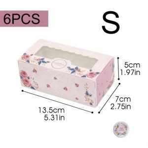 핑크 & 블루 장미 꽃무늬 대리석 패턴의 웨딩 & 생일 파티 선물 상자 6개 세트 - 웨딩, 생일, 샤워, 휴일 파티 장식용 종이 선물 상자