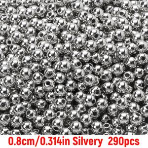 490개/290개 6mm/8mm 아크릴 전기 도금 원형 비즈 골드, 실버 및 랜덤 컬러 혼합 스페이서 비즈 목걸이 추가 수제 재료