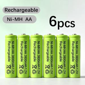 AA Ni-MH 충전지 3800mAh, 1.2V 고용량 1.2V NiMH 다이이형 배터리, 사전 충전 저자가 방전, 손전등, 장난감, 리모컨용, 버튼탑
