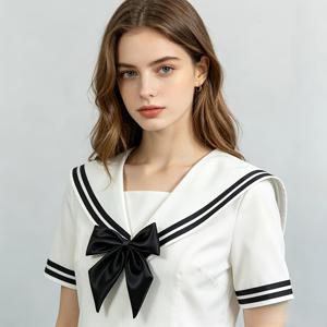 프레피 스타일 탈부착 선원 카라, 흑백 나비 넥타이, 활용도 높은 셔츠 및 스웨터용 칼라, 나이 감추는 장식용 칼라