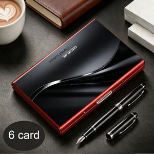 1개 2D 프린팅 블랙 메탈 웨이브 스타일 하이엔드 메탈 RFID 도난 방지 카드 홀더 패셔너블한 멀티 컬러 메탈 지갑 다중 수납공간 디자인 어머니의 날 아버지의 날 생일을 위한 완벽한 선물 광택 표면 메탈릭 질감 남성 여성을 위한 스타일리시한 지갑 비즈니스 캐주얼용 휴대용