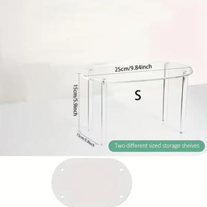 투명 아크릴 리프트업 디스플레이 스탠드 1개, 모던한 타원형 조리대 정리 선반, 향수, 화장품, 컵케이크 보관용, 화장대, 주방 커피 코너, 크리스마스, 추수감사절 휴일 장식용, 바닥 스탠드형 랙