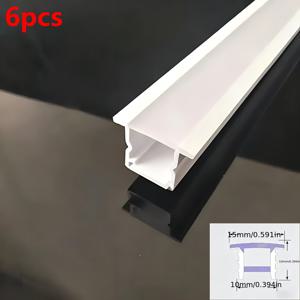 6개입/10개입 1미터 10mm*10mm 플랜지형 은폐 슬롯, 선형 조명 PC 플라스틱 조명 트로우, 임베디드 설치 10mm*10mm 화이트 프레임/블랙 프레임 조명 트로우, 화이트 통합 마스크, 설치 버클 추가 포함
