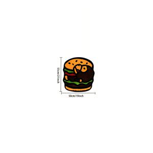 800G 인조 캐시미어 만화 햄버거 모양 불규칙 카펫, 귀여운 패스트푸드 프린트 바닥 매트, 장식용 카펫, 주방, 침실, 거실, 기숙사, 게임방, 아파트에 적합, 재미있는 음식 스타일 홈 데코, 할로윈에 적합