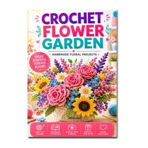 코바늘 꽃무늬 패턴 책, 코바늘 부케 튜토리얼 가이드, 수제 꽃 장식 프로젝트 초보자 사진 설명서, 홈 데코 & 선물 아이디어, A5 인쇄 공예 책, 48페이지