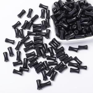 48개 6 X 12mm 대나무 매듭 유리 루스 비즈 - 수제 헤어 클립, 팔찌 및 목걸이 장식, 레트로 주얼리 천연 공예 재료 멀티컬러 모조 옥석 작은 호박 모양 구멍 비즈 반투명 그라데이션 소프트 라이트 루스 비