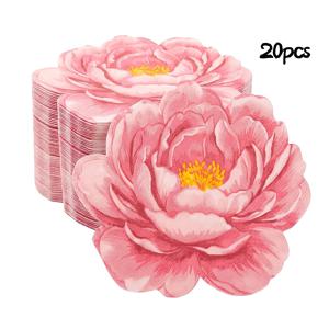 핑크색 작약꽃 모양 파티 냅킨 20-100개, 수채화 모양 일회용 핸드 타월, 우아한 야외 정원 티파티/생일/결혼식 테이블 장식용 냅킨