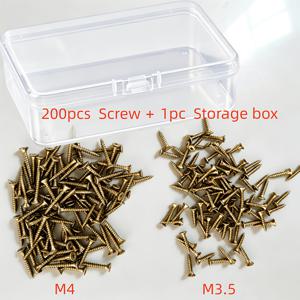200개입 - 셀프 태핑 나사 박스, M3.5/M4 규격 - 아연 도금 십자 납작 머리 나사/경화 목재 나사, 고경도 탄소강 나사, 목공 가구 설치 접착 나사, 리모델링 가구 패스너