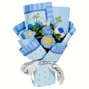 1세트, 인공 크로셰 꽃다발 - 수제 보라색 뜨개질 장미, 데이지, - 어버이날, 추수감사절, 발렌타인데이, 여자아이 생일, 웨딩 샤워 파티 및 기타 기념일에 딱 맞는 선물