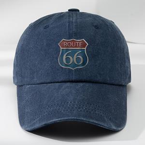 ROUTE 66 프린트 야구 모자 아웃도어 스포츠 캐주얼 흡습성 덕빌 모자 클래식 워싱 빈티지 캡